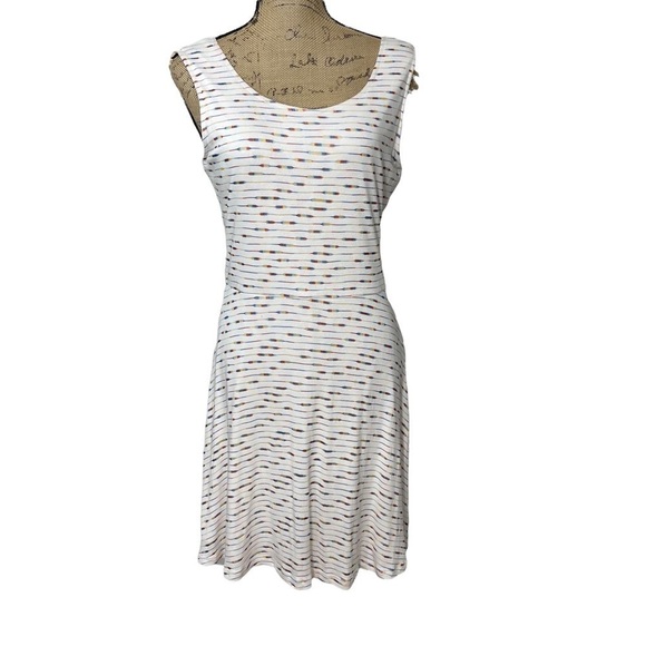 Doe & Rae White Striped Sleeveless Dress Size Medium Strappy Back - Picture 7 of 12